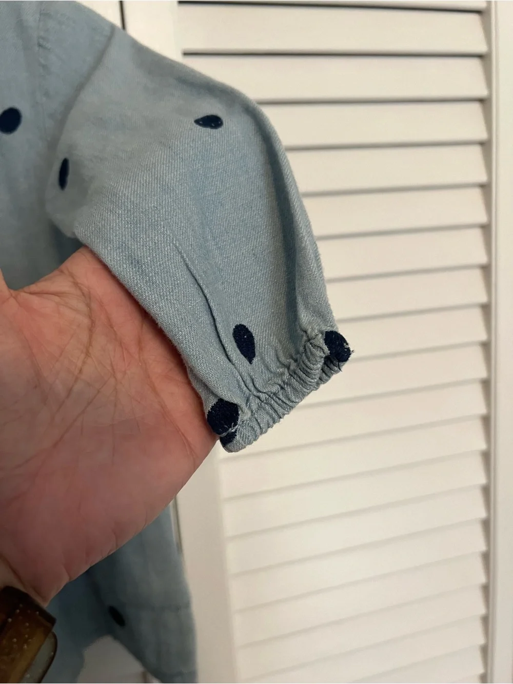 Zara Light Blue Dress with Navy Polka Dots